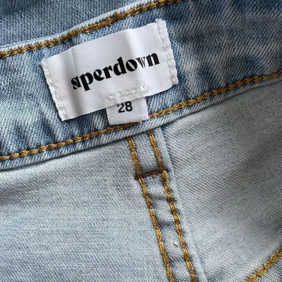SUPERDOWN Womens Blanka Cut-Off Denim Shorts EUC Button-Fly Ghost Pockets 28 - Picture 7 of 9